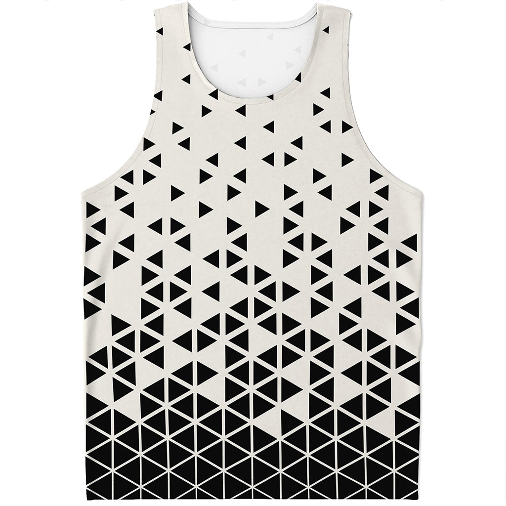 Black And White Geometric Pattern Print Men's Tank Top