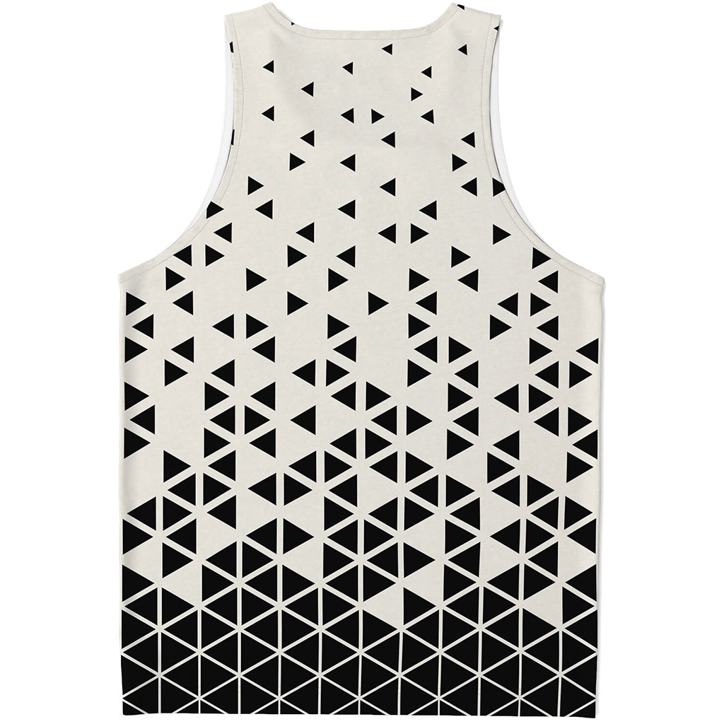 Black And White Geometric Pattern Print Men's Tank Top