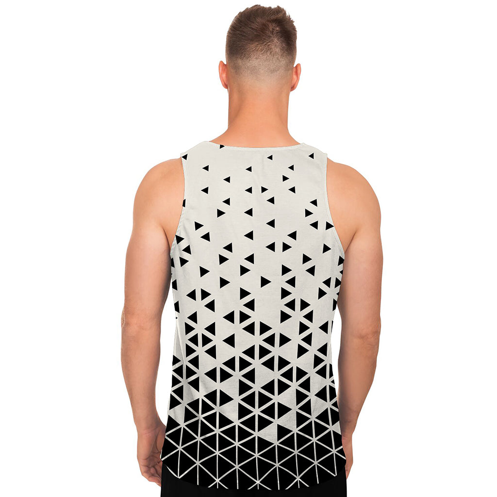 Black And White Geometric Pattern Print Men's Tank Top