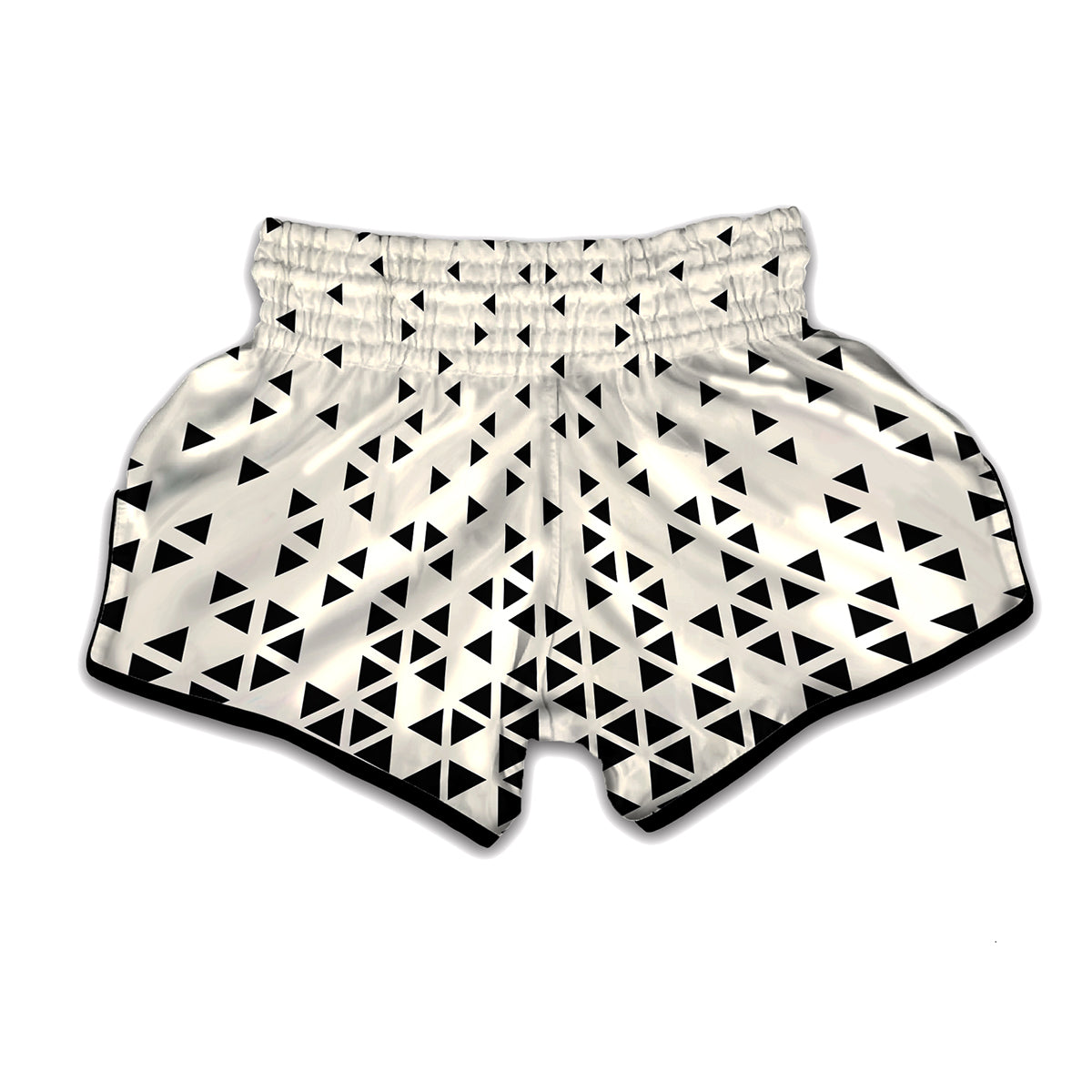 Black And White Geometric Pattern Print Muay Thai Boxing Shorts