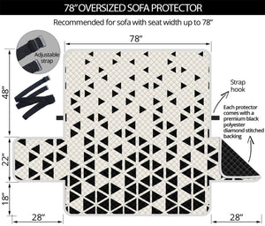 Black And White Geometric Pattern Print Oversized Sofa Protector