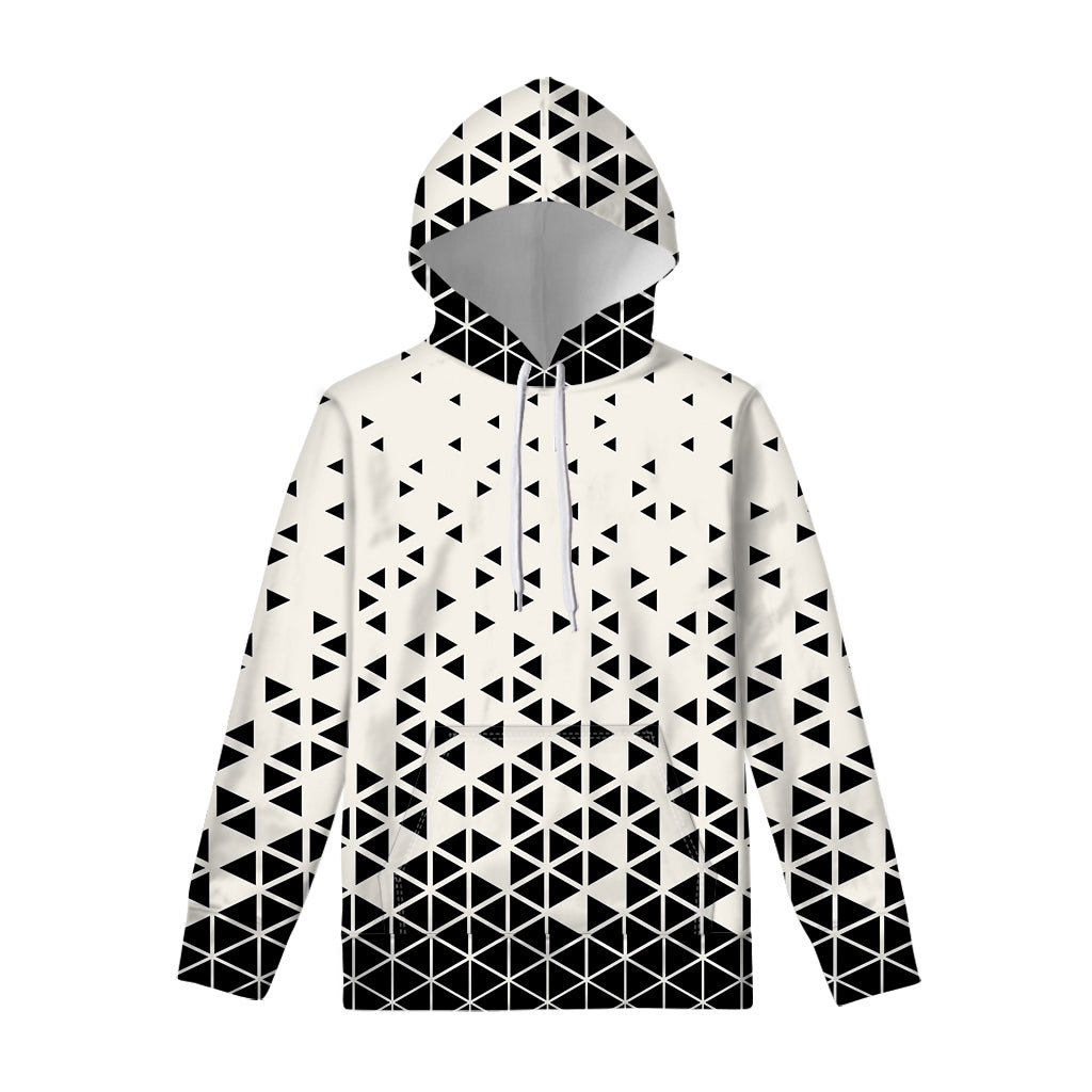 Black And White Geometric Pattern Print Pullover Hoodie