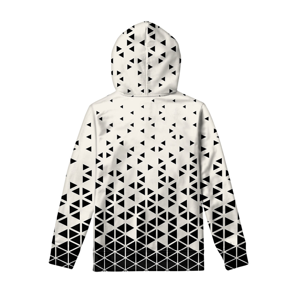 Black And White Geometric Pattern Print Pullover Hoodie