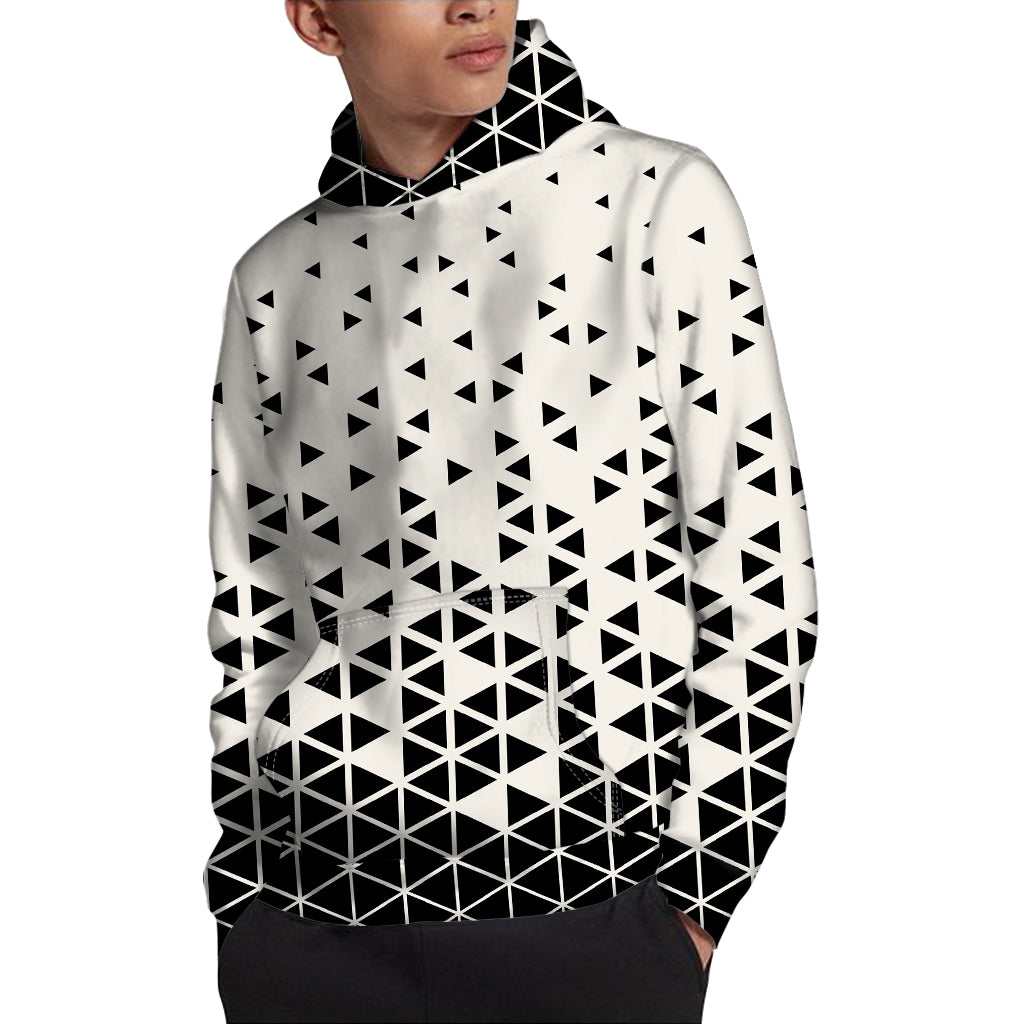 Black And White Geometric Pattern Print Pullover Hoodie