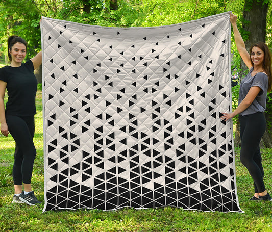 Black And White Geometric Pattern Print Quilt