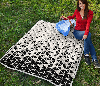 Black And White Geometric Pattern Print Quilt