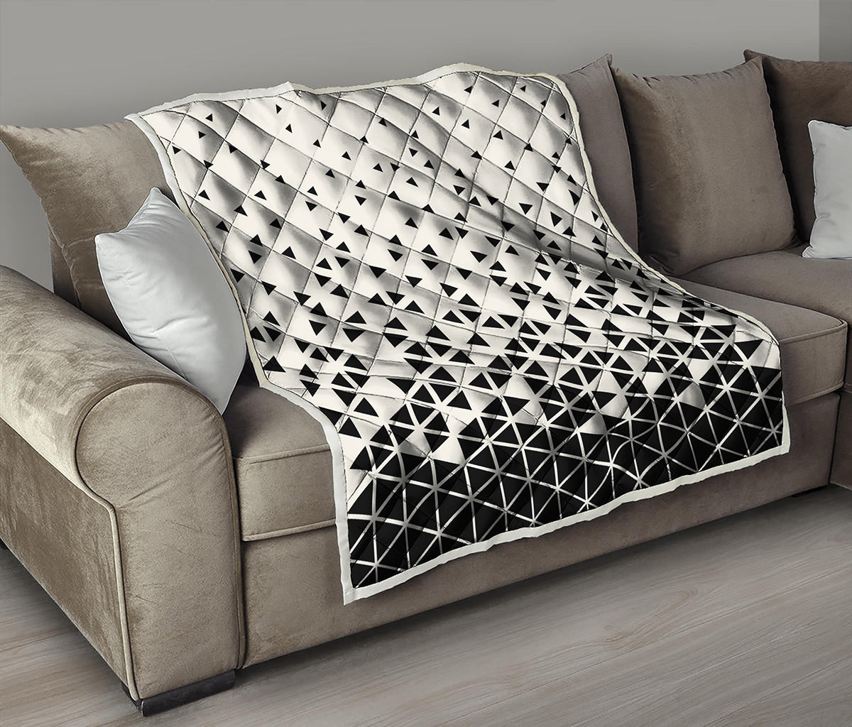 Black And White Geometric Pattern Print Quilt
