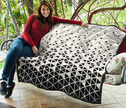 Black And White Geometric Pattern Print Quilt