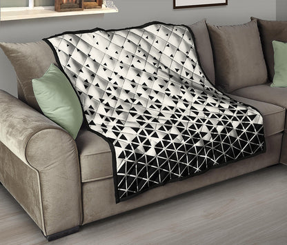 Black And White Geometric Pattern Print Quilt