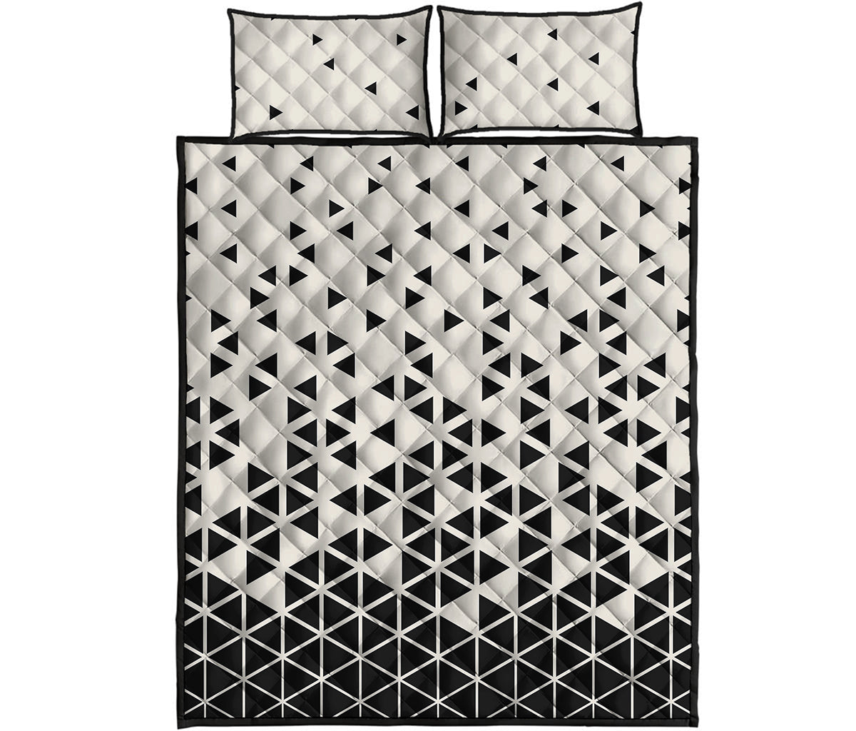 Black And White Geometric Pattern Print Quilt Bed Set