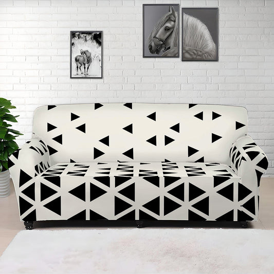 Black And White Geometric Pattern Print Sofa Cover