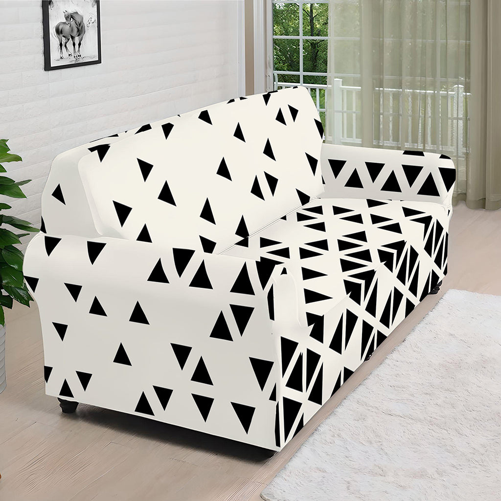 Black And White Geometric Pattern Print Sofa Cover