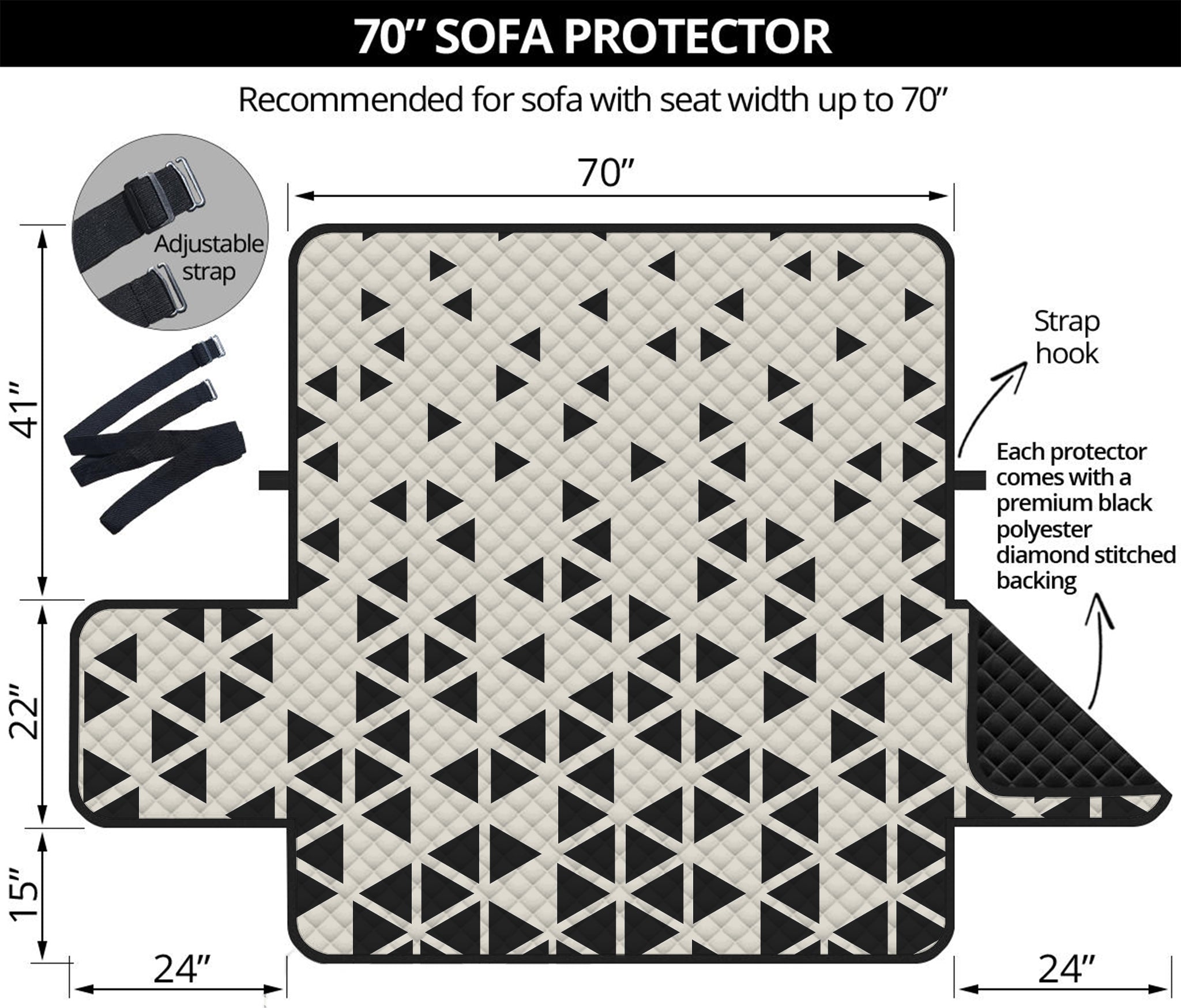 Black And White Geometric Pattern Print Sofa Protector