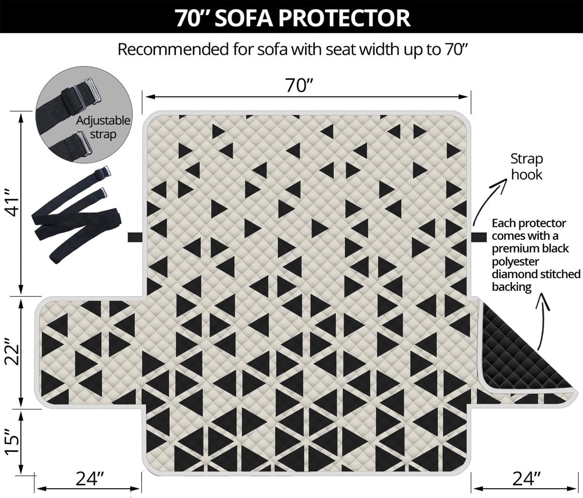 Black And White Geometric Pattern Print Sofa Protector