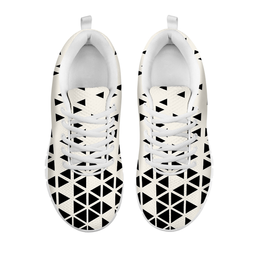 Black And White Geometric Pattern Print White Sneakers