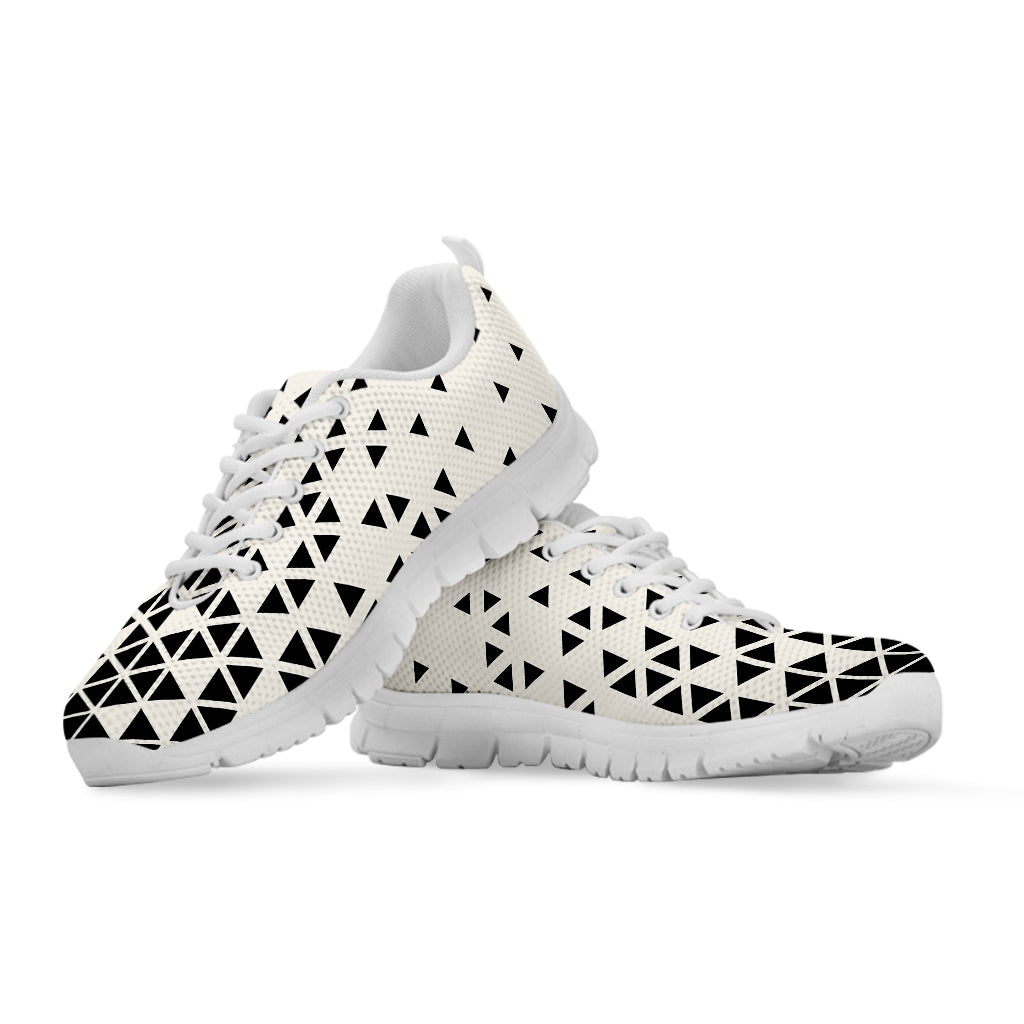 Black And White Geometric Pattern Print White Sneakers