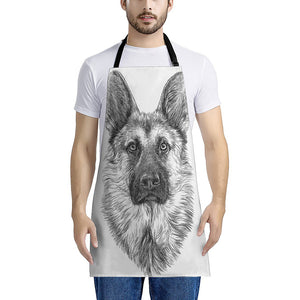 Black And White German Shepherd Print Apron