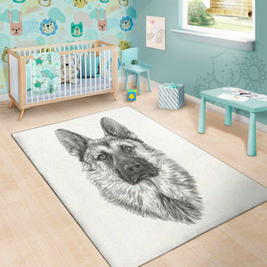 Black And White German Shepherd Print Area Rug