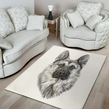 Black And White German Shepherd Print Area Rug