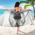 Black And White German Shepherd Print Beach Sarong Wrap