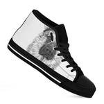 Black And White German Shepherd Print Black High Top Shoes