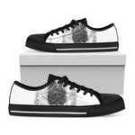 Black And White German Shepherd Print Black Low Top Shoes 
