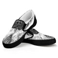Black And White German Shepherd Print Black Slip On Sneakers