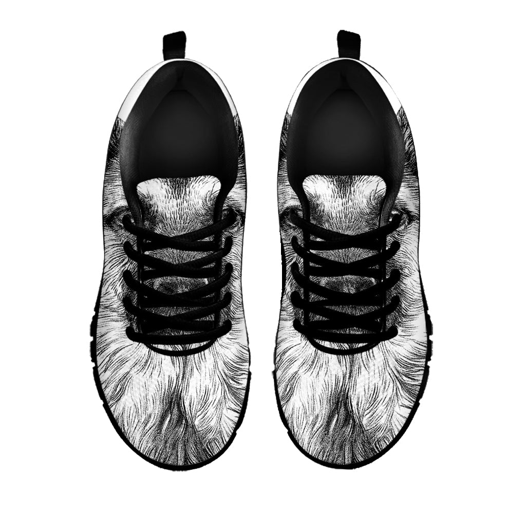 Black And White German Shepherd Print Black Sneakers