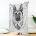 Black And White German Shepherd Print Blanket