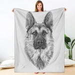 Black And White German Shepherd Print Blanket