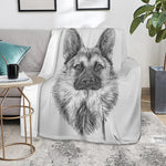 Black And White German Shepherd Print Blanket
