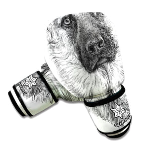 Black And White German Shepherd Print Boxing Gloves