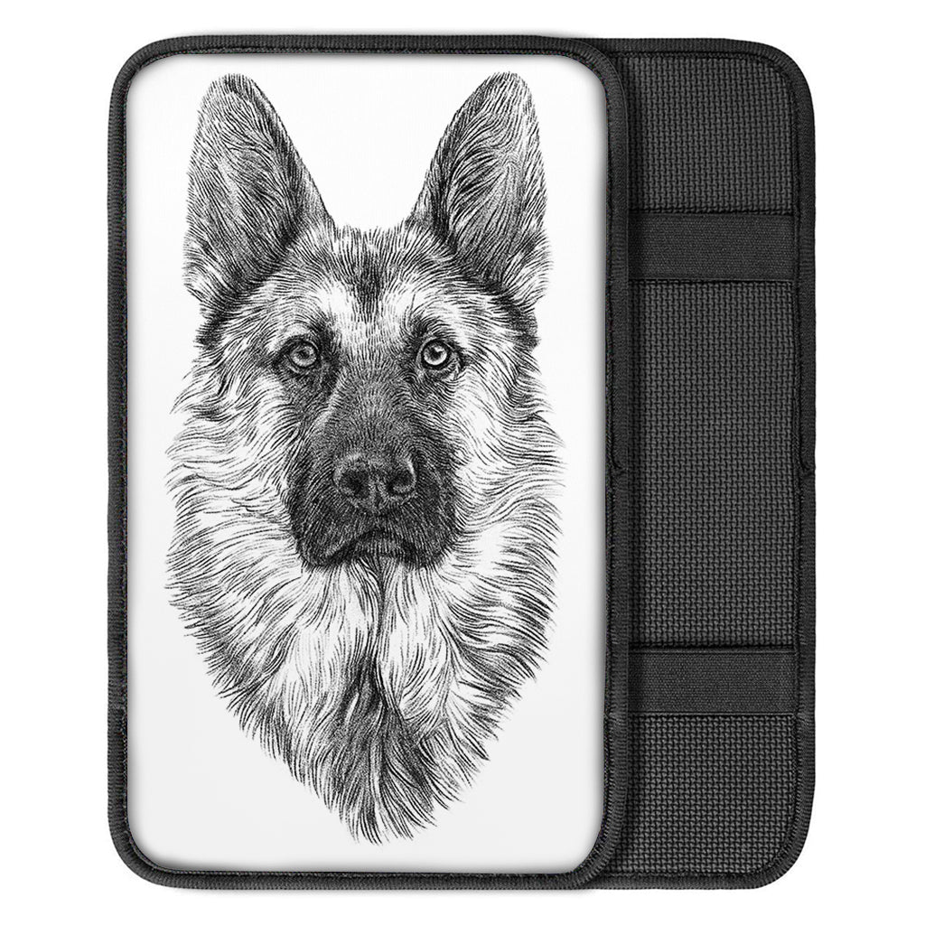 Black And White German Shepherd Print Car Center Console Cover