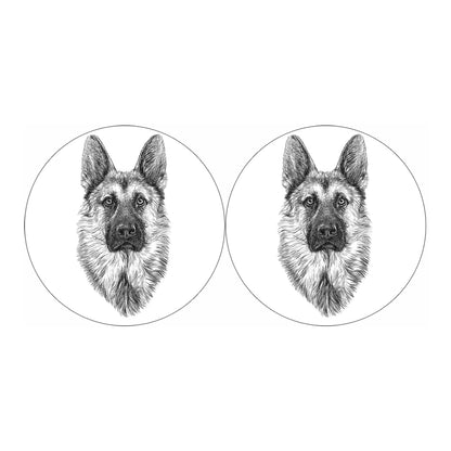 Black And White German Shepherd Print Car Coasters