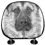 Black And White German Shepherd Print Car Headrest Covers
