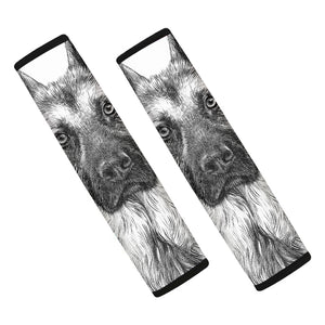 Black And White German Shepherd Print Car Seat Belt Covers