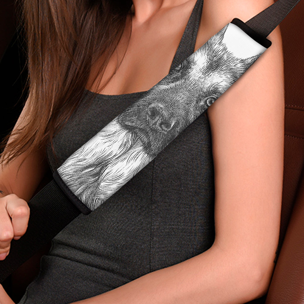 Black And White German Shepherd Print Car Seat Belt Covers