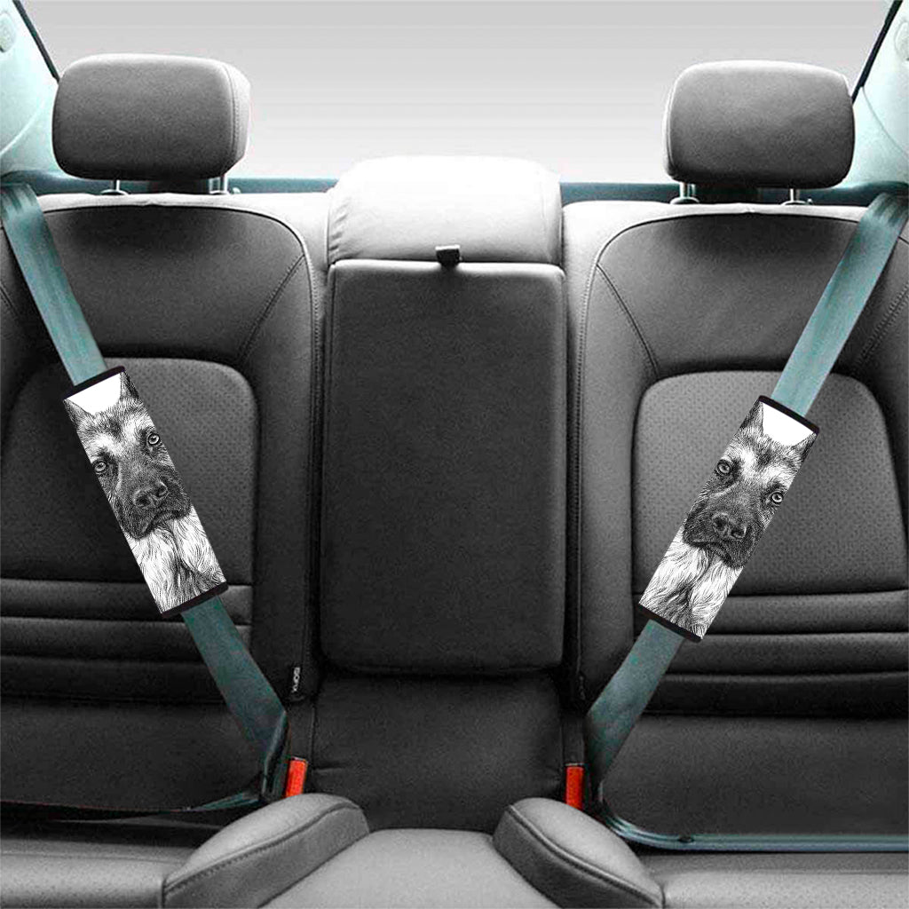 Black And White German Shepherd Print Car Seat Belt Covers