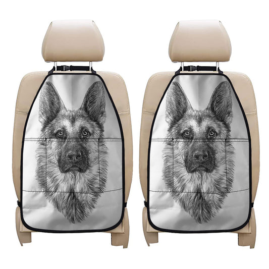Black And White German Shepherd Print Car Seat Organizers