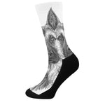 Black And White German Shepherd Print Crew Socks