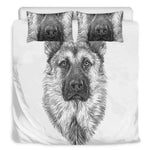 Black And White German Shepherd Print Duvet Cover Bedding Set