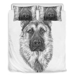 Black And White German Shepherd Print Duvet Cover Bedding Set