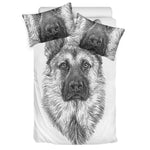 Black And White German Shepherd Print Duvet Cover Bedding Set