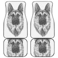 Black And White German Shepherd Print Front and Back Car Floor Mats