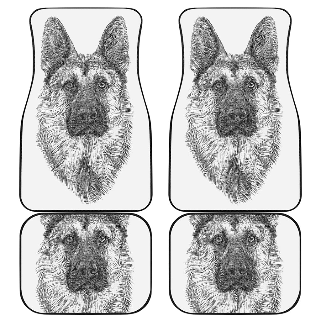 Black And White German Shepherd Print Front and Back Car Floor Mats