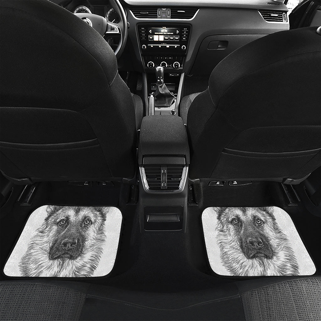 Black And White German Shepherd Print Front and Back Car Floor Mats