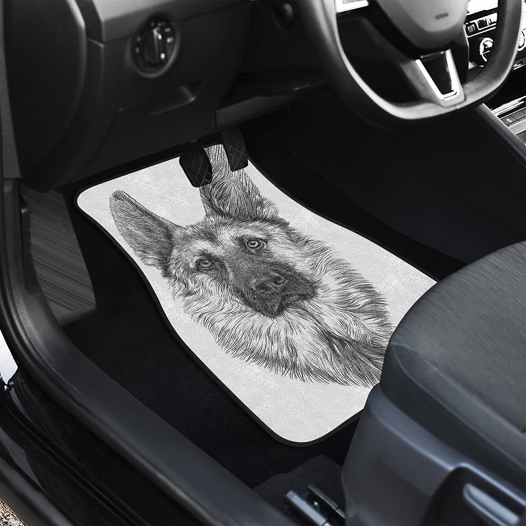 Black And White German Shepherd Print Front and Back Car Floor Mats