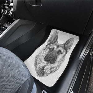 Black And White German Shepherd Print Front and Back Car Floor Mats