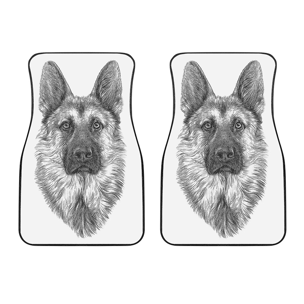 Black And White German Shepherd Print Front Car Floor Mats