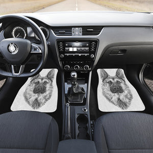 Black And White German Shepherd Print Front Car Floor Mats